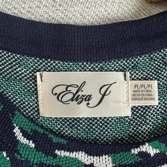 Eliza J Sleeveless Fit & Flare Dress – Green/Black/White Print – Size PL - Picture 3 of 4